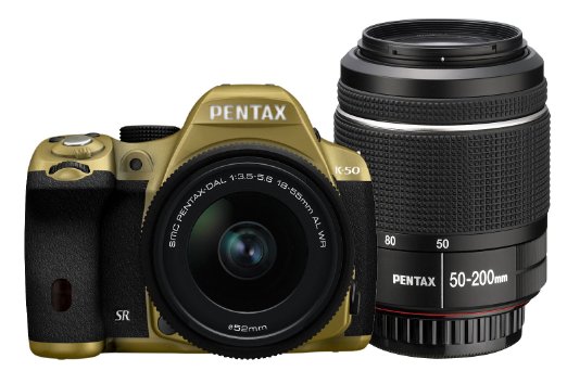 PENTAX 宾得 K-50 DAL 双防水镜头单反套机(18-55WR/50-200WR)香槟色