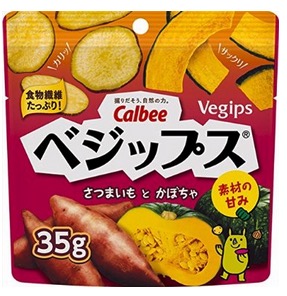 吃货小食！日本原装CALBEE vegips天然南瓜马铃薯蔬果干 28g×12袋