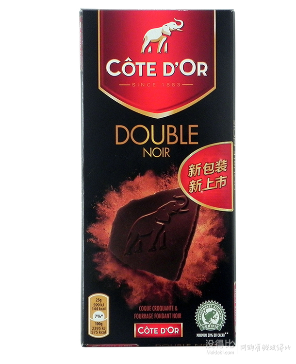 cote d"or 克特多 金象香脆黑巧克力100g 折13元(30.
