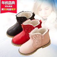2014冬季新款儿童皮鞋<em>女童</em>宝宝公主<em>鞋</em>花朵防