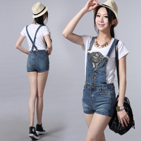 显瘦休闲牛仔背带<em>短裤女韩版</em>连体学生热裤潮包