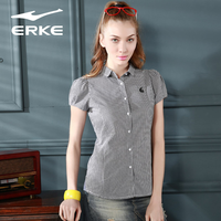 鸿星尔克 <em>女款</em>微领T时尚翻领<em>针织短</em>T<em>开衫</em>短袖